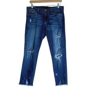 Flying Monkey Dark Wash Mid Rise Skinny Jeans Distressed Women's Size 28